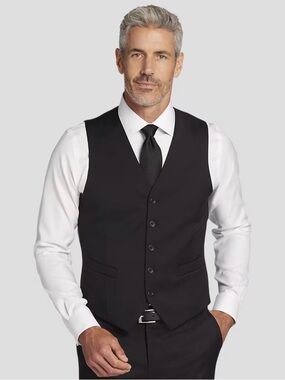 Classic Black Men's Five-Button Dress Vest